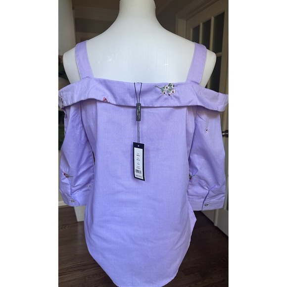 Romeo & Juliet Couture Floral Embroidered Cottage Chic Top Halter & Sleeves Sz M - Picture 3 of 5